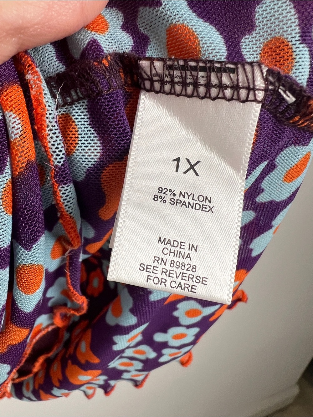 LOGO Layers By Lori Goldstein XL Purple Floral Patchwork Print Sheer Mesh Top - Picture 10 of 11